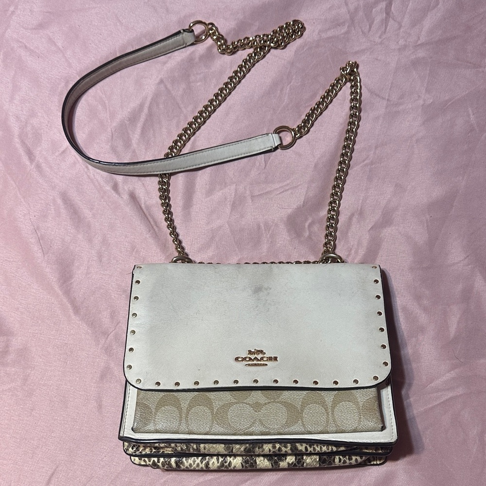 Coach White and Gold Crossbody Bag